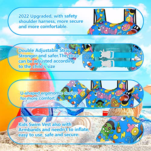 Chriffer Kids Swim Vest Life Jacket for 22-66 Pounds Boys and Girls, Toddler Floaties with Shoulder Harness Arm Wings for 2 3 4 5 6 7 Years Old Baby Children Sea Beach Pool