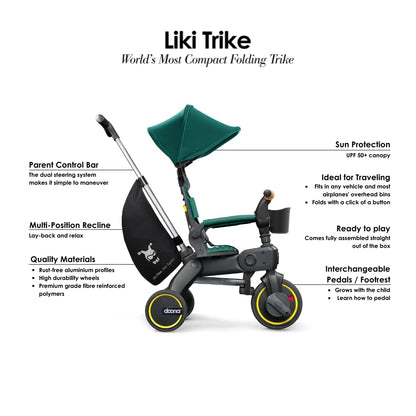 Doona Liki Trike S3 - Premium Foldable for Toddlers, Toddler Tricycle Stroller, Push and Fold Ages 10 Months to 3 Years, Grey Hound