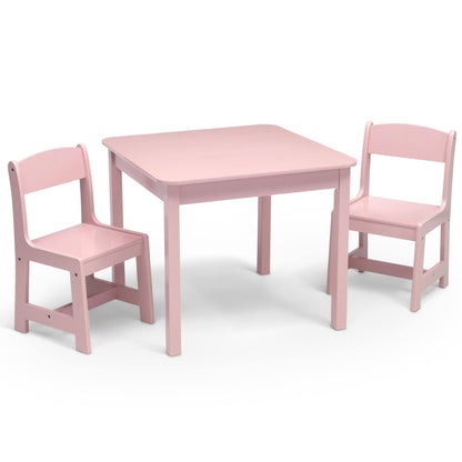 Delta Children MySize Kids Wood Table and Chair Set (2 Chairs Included) - Ideal for Arts & Crafts, Snack Time & More - Greenguard Gold Certified, Grey, 3 Piece Set