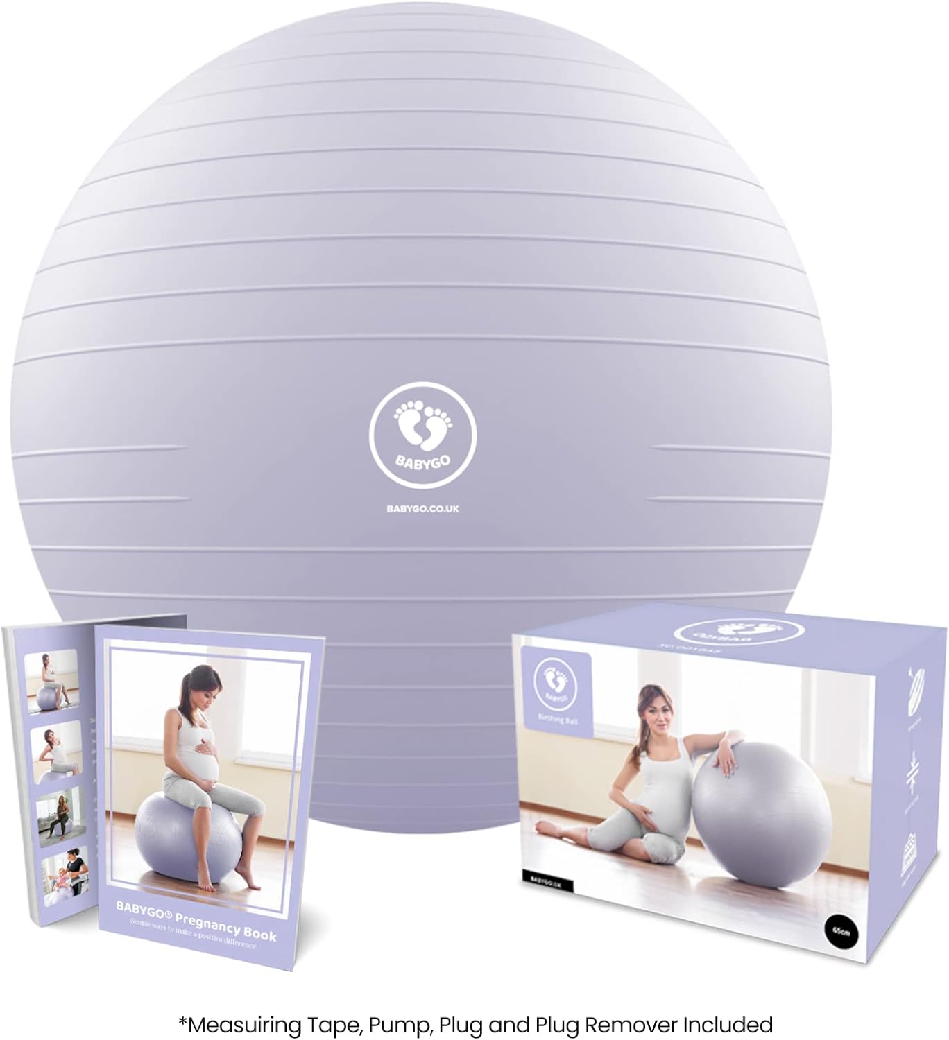 BABYGO® Birthing Ball for Pregnancy & Labor + Our Award Winning Book - Exercise, Birth & Recovery Plan, 5X Stronger Than a Yoga Ball with Eco Friendly Material