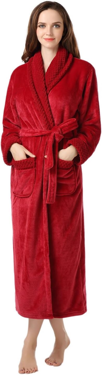 Richie House Women's Plush Soft Warm Fleece Bathrobe Robe RH1591