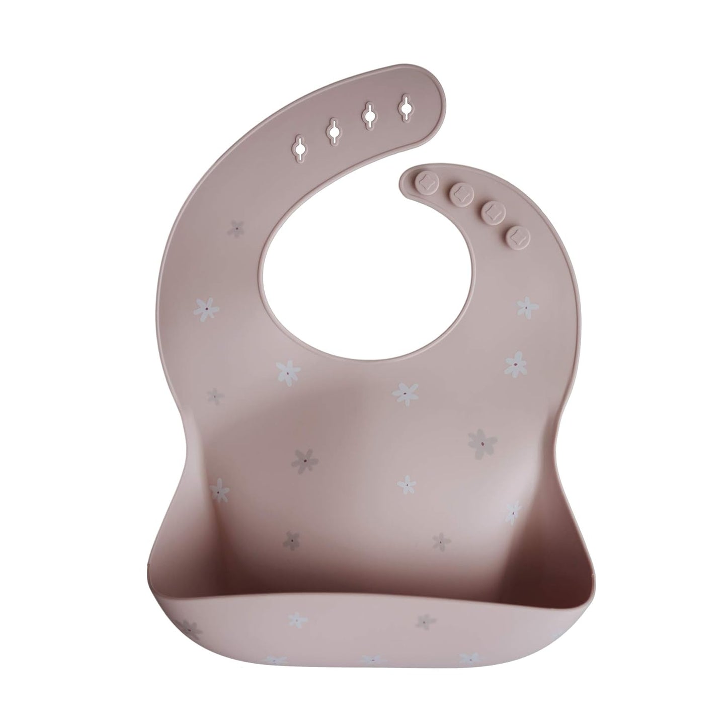 mushie Silicone Baby Bib | Adjustable Fit Waterproof Bibs (Dusty Rose)