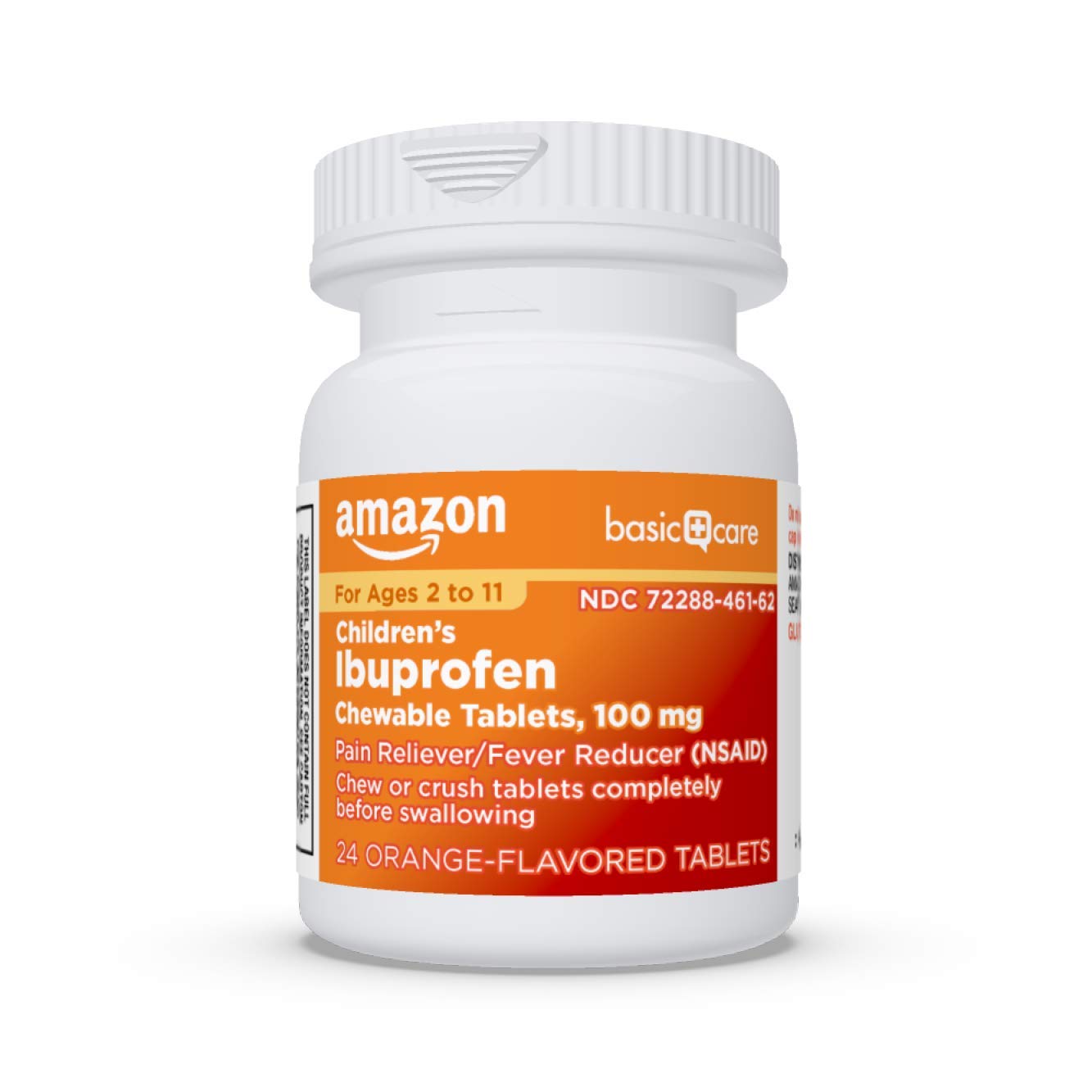 Amazon Basic Care Children's Ibuprofen Chewable Tablets 100 mg, Grape Flavor, Pain Reliever and Fever Reducer (NSAID), For Sore Throat, Toothache, Headache Relief and More, 24 Count