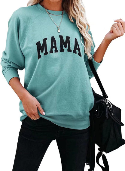 LEEDYA Women Long Sleeve Mama Sweatshirts Round Neck Pullover Loose Lightweight Blouse Tops