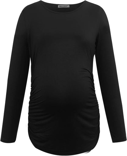 Smallshow Women's Maternity Shirts Long Sleeve Pregnancy Clothes Tops 3-Pack