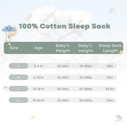 Yoofoss Baby Sleep Sack 0-6 Months Wearable Blanket for Babies 100% Cotton 2-Way Zipper TOG 0.5 Toddler Sleeping Sack 3 Pack, Comfy Lightweight Sleep Sacks