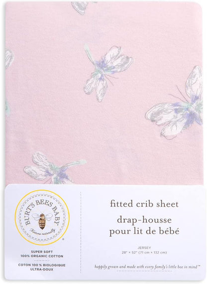 Burt's Bees Baby - Fitted Crib Sheet, Boys & Unisex 100% Organic Cotton Crib Sheet for Standard Crib and Toddler Mattresses (Hello Moon!) 28x52 Inch (Pack of 1)