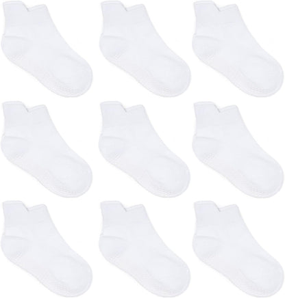 Zaples Baby Non Slip Grip Ankle Socks with Non Skid Soles for Infants Toddlers Kids Boys Girls