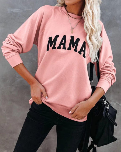 LEEDYA Women Long Sleeve Mama Sweatshirts Round Neck Pullover Loose Lightweight Blouse Tops