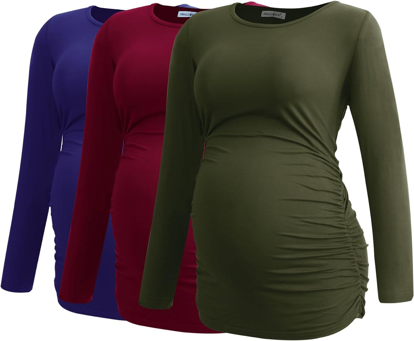 Smallshow Women's Maternity Shirts Long Sleeve Pregnancy Clothes Tops 3-Pack