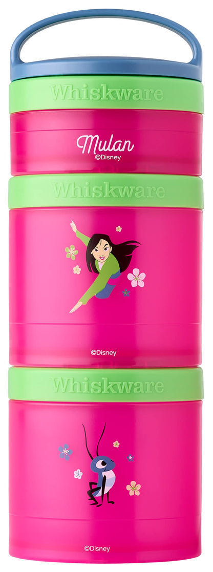 Whiskware Disney Princess Stackable Snack Containers for Kids and Toddlers, 3 Stackable Snack Cups for School or Travel, Moana