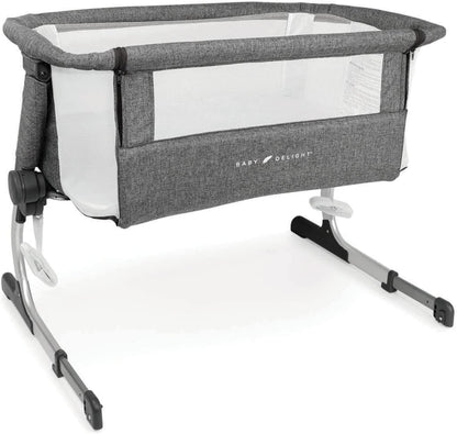 Baby Delight Beside Me Dreamer Bassinet | Bedside Sleeper | 6-Position Height Adjustment | Charcoal Tweed