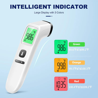 Non-Contact Thermometer for Kids and Adults, Digital Infrared Thermometer for Home use, Color-Coded Screen, 1 Second Result, Accurate & Easy to use (Black)