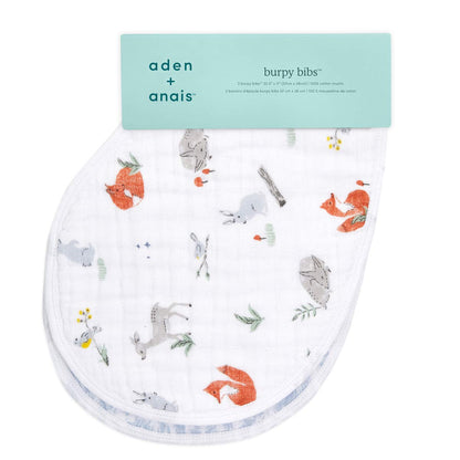 aden + anais Burpy Bib, 100% Cotton Muslin, Soft Absorbent 4 Layers, Multi-Use Burp Cloth and Bib, 22.5" X 11", 2 Pack, Trail Bloom Llamas