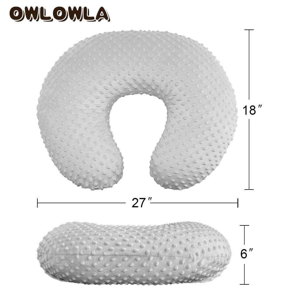 OWLOWLA 2Pack Nursing Pillow Covers Set White&Khaki Breastfeeding Pillow Slipcover Fits Naked Nursing Pillow for Baby Boy Girl(White/Khaki)