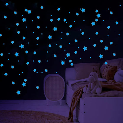 Aooyaoo Glow in The Dark Stars Wall Stickers, Glowing Stars for Ceiling and Wall Decals, 3D Glowing Stars,Excluding The Moon，Perfect for Kids Bedding Room or Party Birthday Gift(452Pcs, Green)