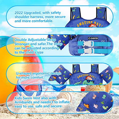 Chriffer Kids Swim Vest Life Jacket for 22-66 Pounds Boys and Girls, Toddler Floaties with Shoulder Harness Arm Wings for 2 3 4 5 6 7 Years Old Baby Children Sea Beach Pool