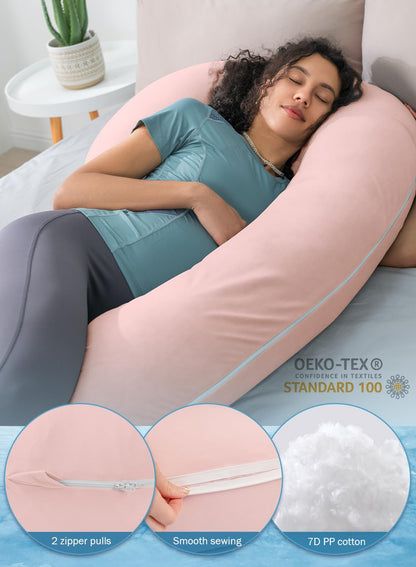 INSEN Pregnancy Pillow for Sleeping,Maternity Body Pillow for Pregnancy Women,Pregnancy Support Pillow for Back, Hip Pain, Pink