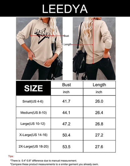 LEEDYA Women Long Sleeve Mama Sweatshirts Round Neck Pullover Loose Lightweight Blouse Tops