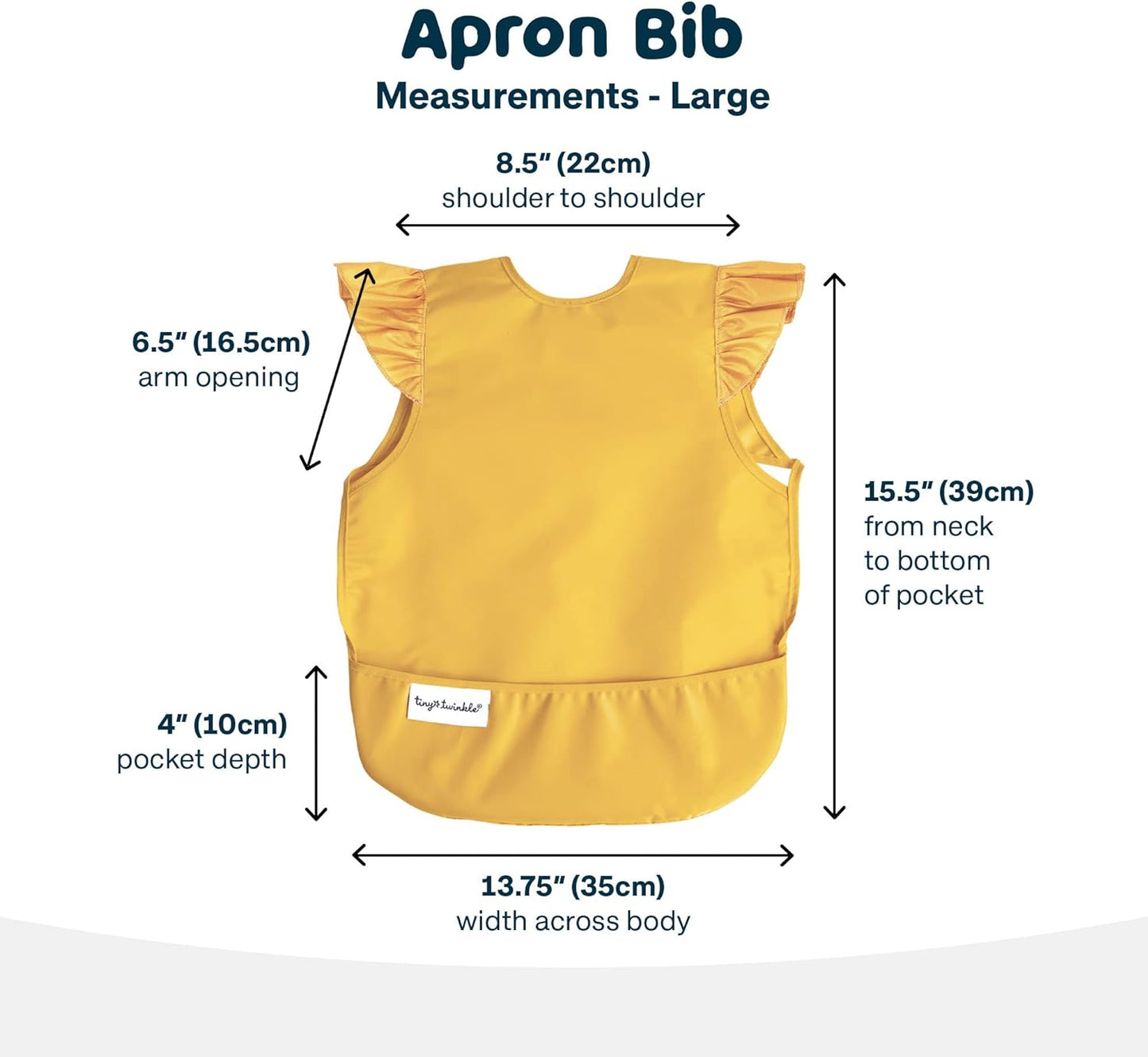 Tiny Twinkle Mess Proof Baby Bib - Waterproof Toddler and Baby Apron Bib - Machine Washable - PFAS and BPA Free