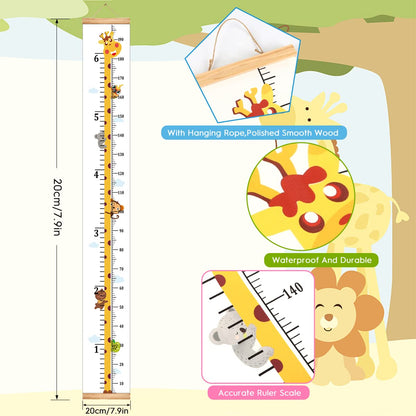 MIBOTE Baby Growth Chart Handing Ruler Wall Decor for Kids, Canvas Removable Growth Height Chart 79" x 7.9"