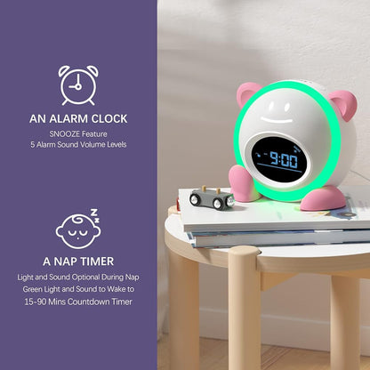 OK to Wake Clock for Kids, Sleep Training Clock with Night Light and Sound Machine, Kids Alarm Clock for Bedrooms, Blue