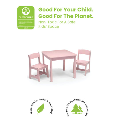 Delta Children MySize Kids Wood Table and Chair Set (2 Chairs Included) - Ideal for Arts & Crafts, Snack Time & More - Greenguard Gold Certified, Grey, 3 Piece Set