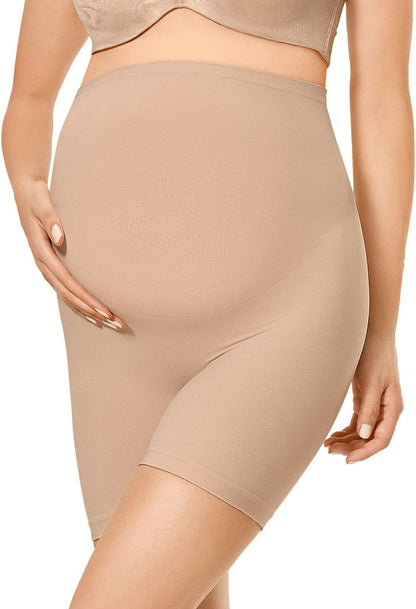 Gratlin Women's Seamless Maternity Shapewear for Dresses Pregnancy Shorts Panties High Waist Mid-Thigh Underwear