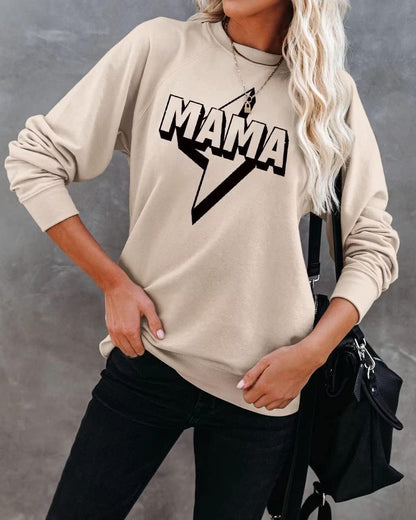 LEEDYA Women Long Sleeve Mama Sweatshirts Round Neck Pullover Loose Lightweight Blouse Tops