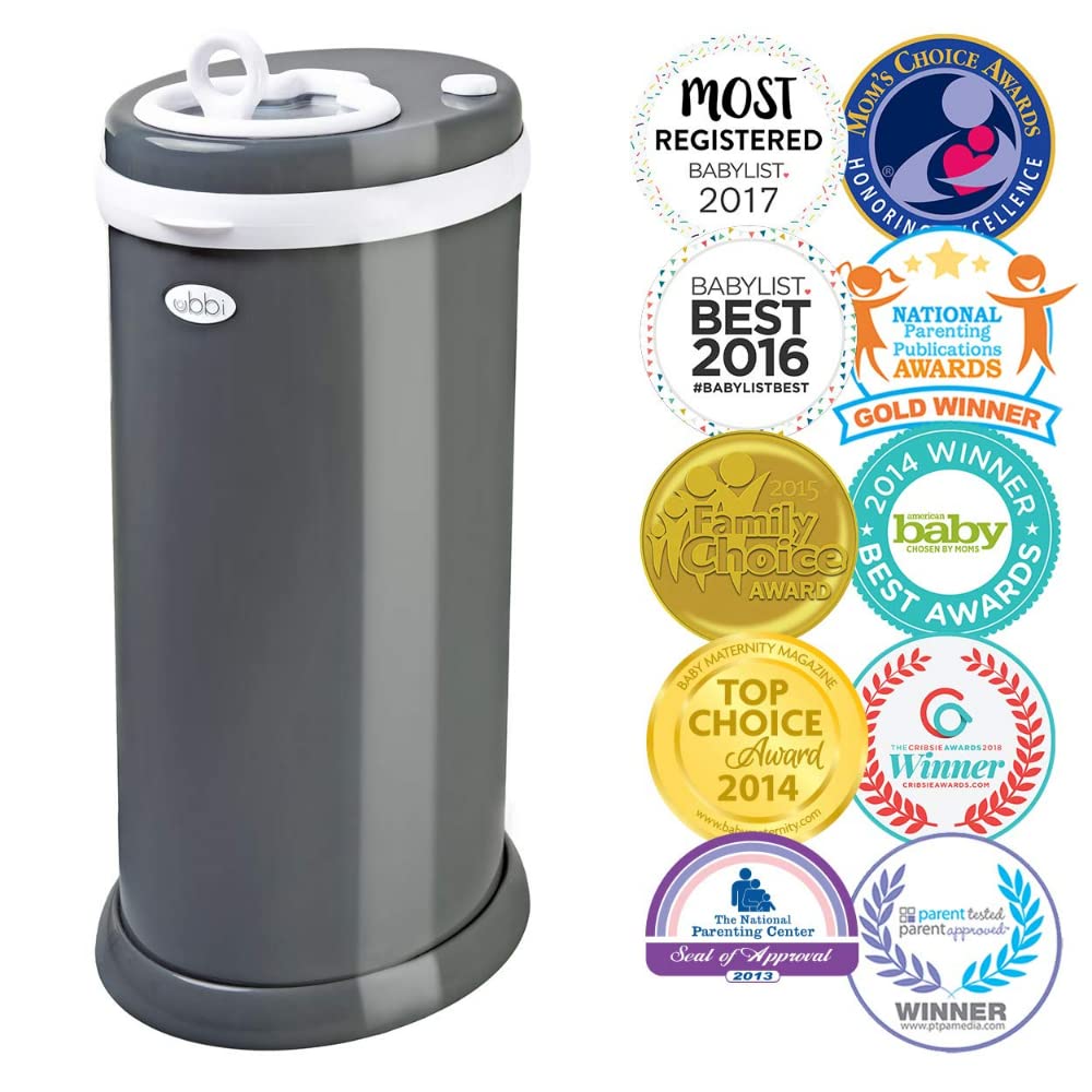 Ubbi Steel Odor Locking, No Special Bag Required Money Saving, Awards-Winning, Modern Design, Registry Must-Have Diaper Pail, White