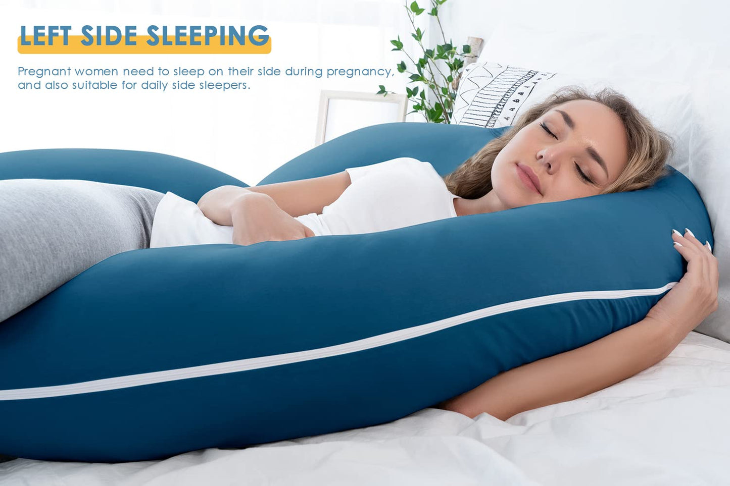 INSEN Pregnancy Pillow for Sleeping,Maternity Body Pillow for Pregnancy Women,Pregnancy Support Pillow for Back, Hip Pain, Pink