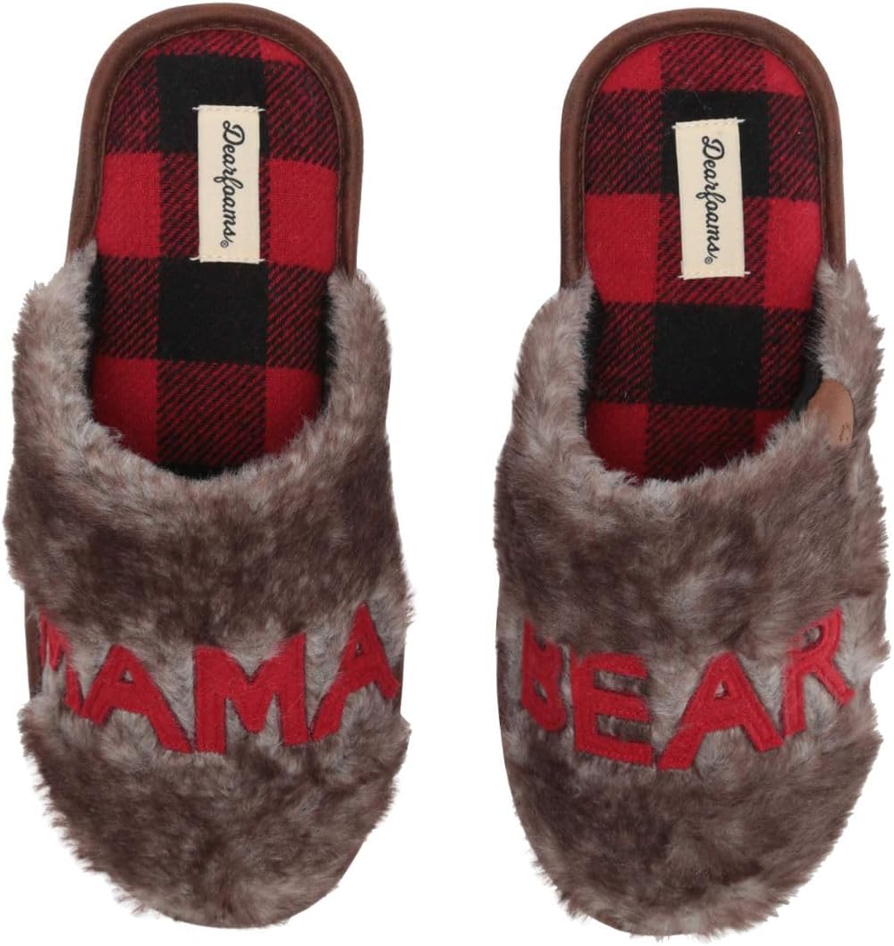 Dearfoams Gifts for Women Matching Christmas Holiday Mama Bear Slipper