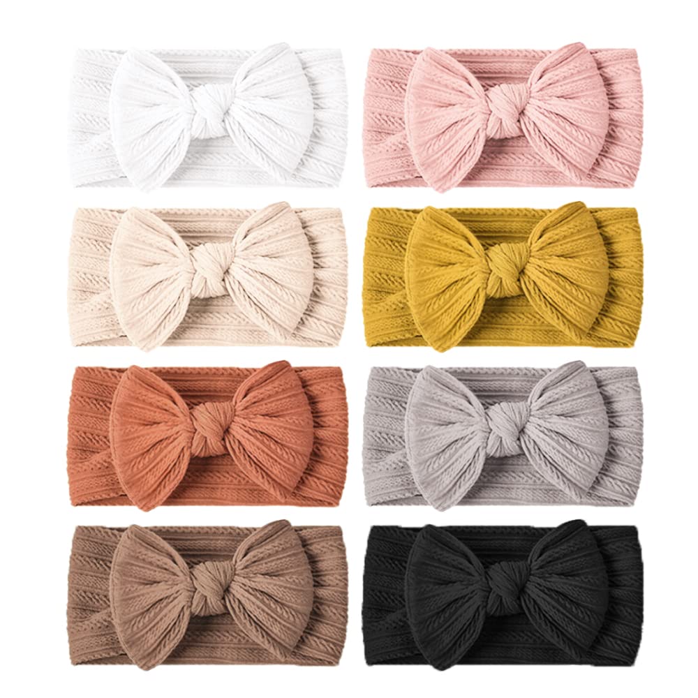 Niceye Handmade Baby Headbands Soft Stretchy Nylon Hair Bands with Bows for Newborn Infant Baby Toddler Girls- Pack of 6