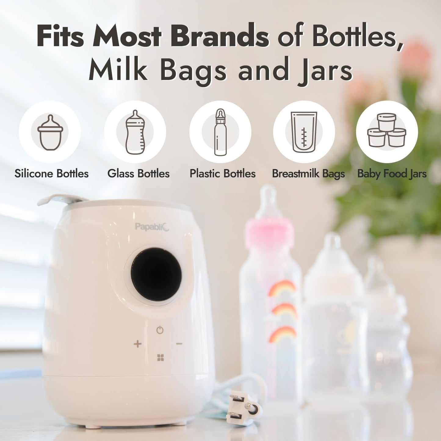 Papablic Ultra-Fast Bottle Warmer, Ready Milk in 2 Min, Baby Bottle Warmer for Breastmilk and Formula, Accurate Temperature Control and Automatic Shut-Off, Bottle Warmers for All Bottles