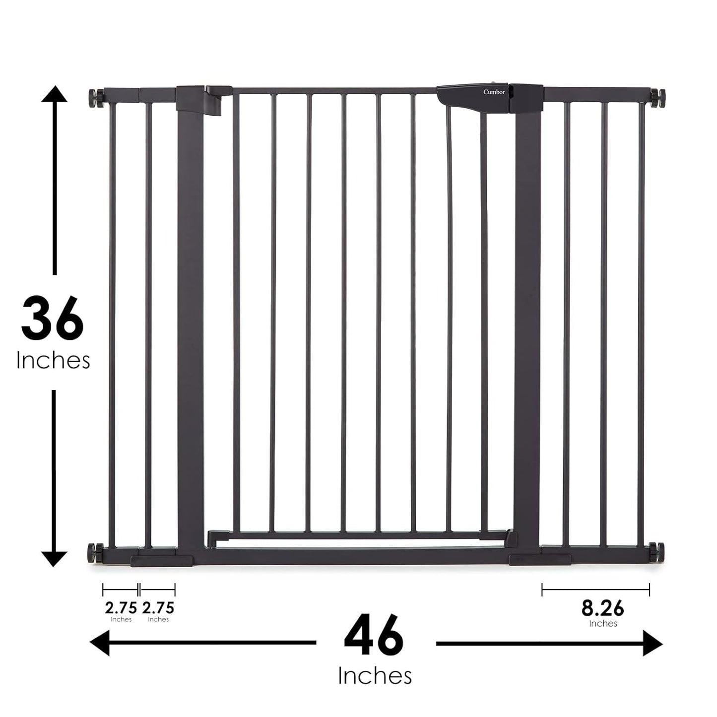 Cumbor 29.7-46" Baby Gate for Stairs, Mom's Choice Awards Winner-Auto Close Dog Gate for the House, Easy Install Pressure Mounted Pet Gates for Doorways, Easy Walk Thru Wide Safety Gate for Dog, Black