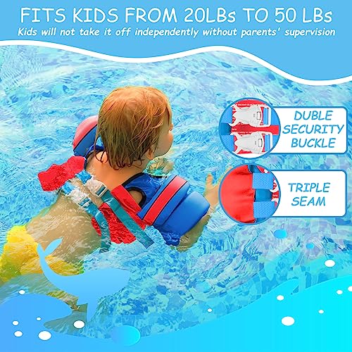 Chriffer Kids Swim Vest Life Jacket for 22-66 Pounds Boys and Girls, Toddler Floaties with Shoulder Harness Arm Wings for 2 3 4 5 6 7 Years Old Baby Children Sea Beach Pool