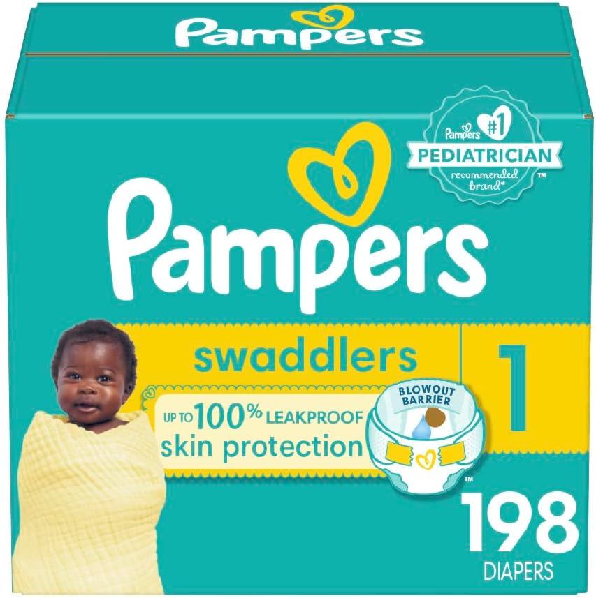 Pampers Swaddlers Diapers - Size 1, 164 Count (Pack of 1), Ultra Soft Disposable Baby Diapers