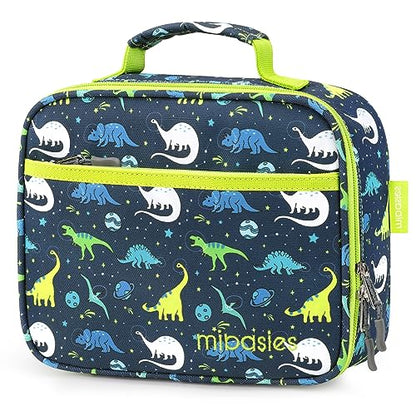 mibasies Kids Lunch Bag for Boys Toddler Insulated Lunch Box for School Travel, Dinosaur Planet