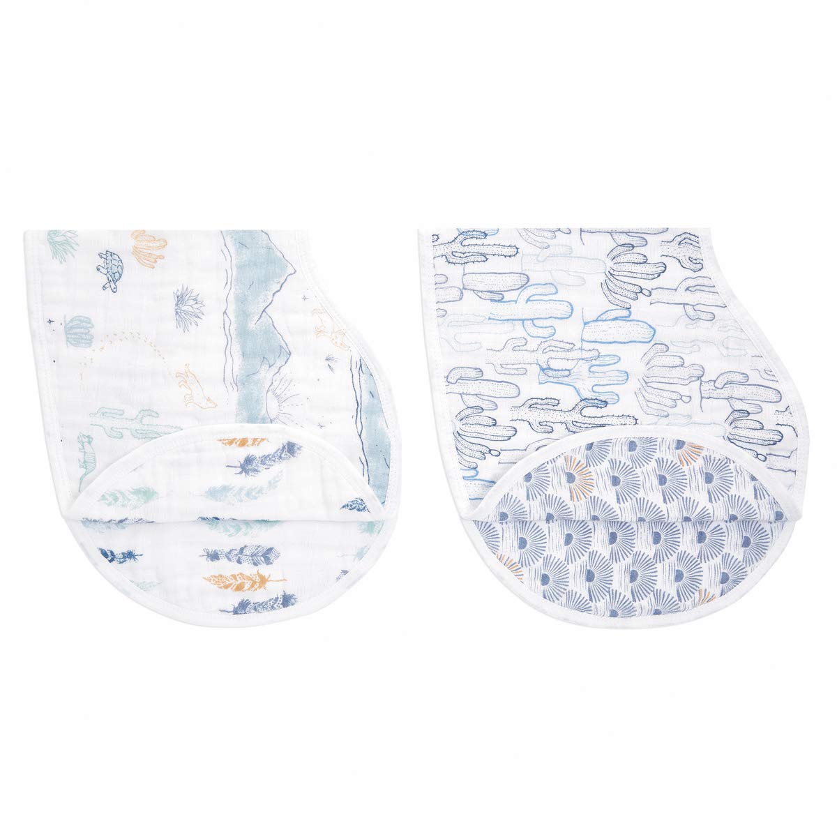 aden + anais Burpy Bib, 100% Cotton Muslin, Soft Absorbent 4 Layers, Multi-Use Burp Cloth and Bib, 22.5" X 11", 2 Pack, Trail Bloom Llamas