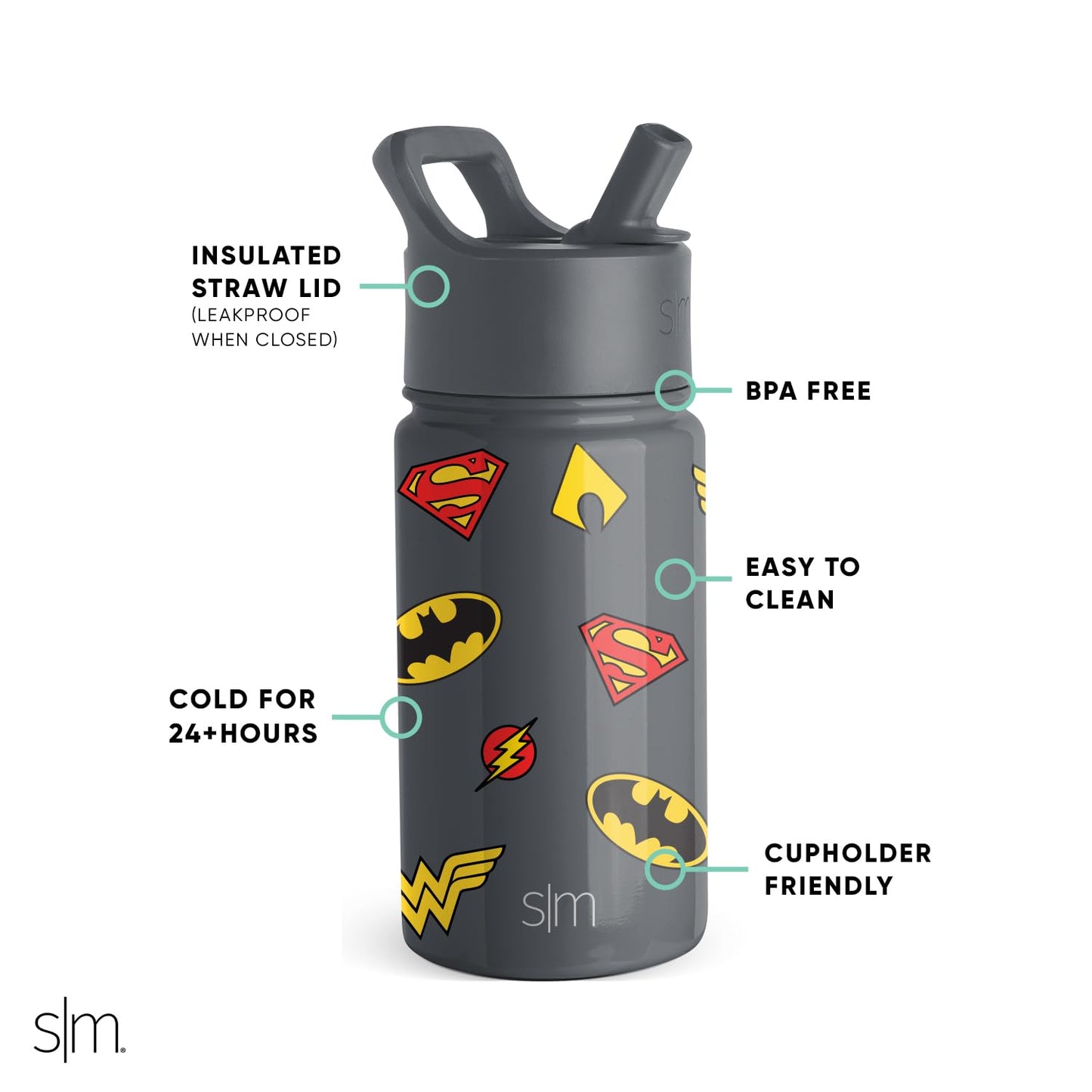 Simple Modern Kids Water Bottle with Straw Lid | Insulated Stainless Steel Reusable Tumbler for Toddlers, Boys | Summit Collection | 14oz, Dog Days