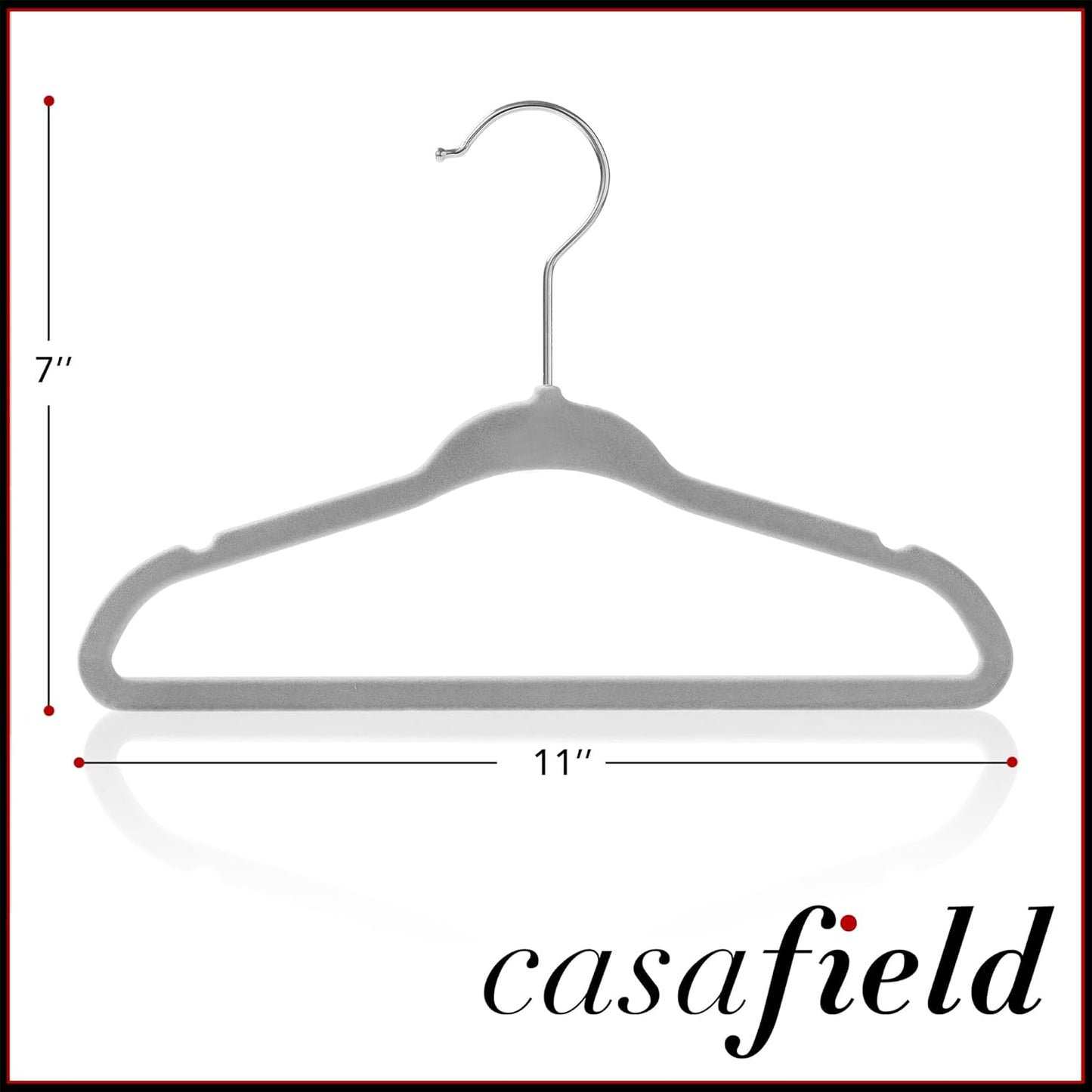 Casafield 50 Velvet Baby Hangers - 11" Size for Infant & Toddler Clothes - Ivory