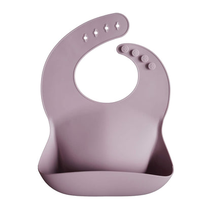 mushie Silicone Baby Bib | Adjustable Fit Waterproof Bibs (Dusty Rose)