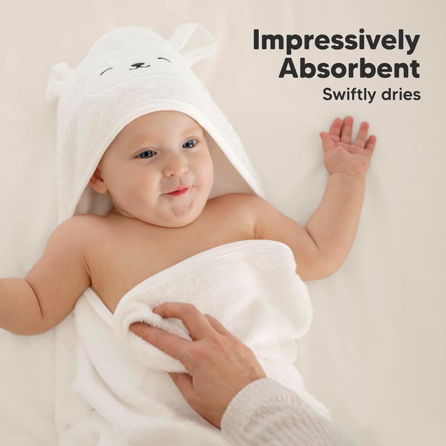 KeaBabies Baby Hooded Towel - Viscose from Bamboo Baby Towel Organic Bamboo Towel, Infant Towel, Large Hooded Towel, Baby Bath Towel with Hood for Girls,Babies,Newborn Boys,Toddler(Serenity)