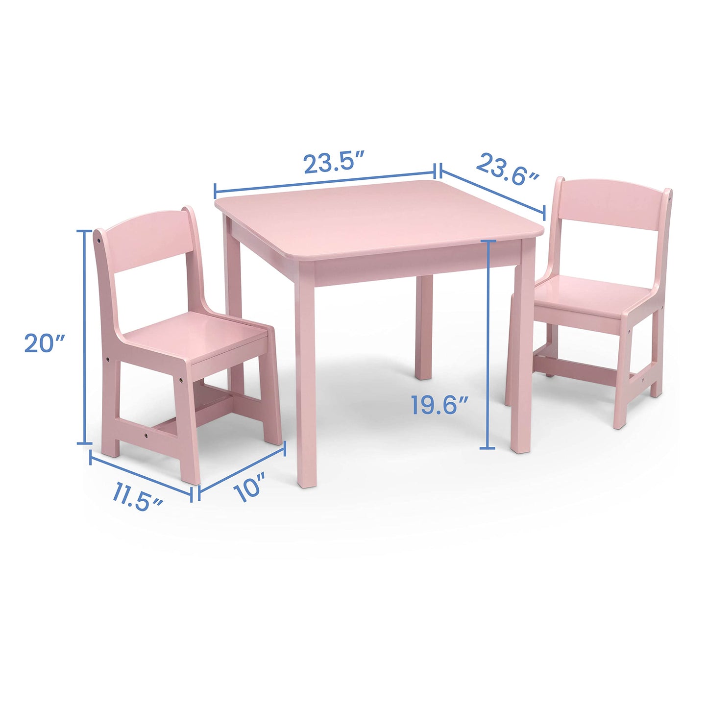 Delta Children MySize Kids Wood Table and Chair Set (2 Chairs Included) - Ideal for Arts & Crafts, Snack Time & More - Greenguard Gold Certified, Grey, 3 Piece Set