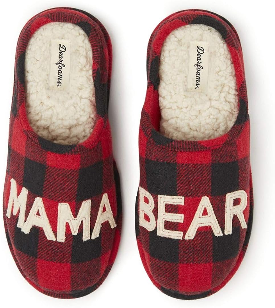 Dearfoams Gifts for Women Matching Christmas Holiday Mama Bear Slipper