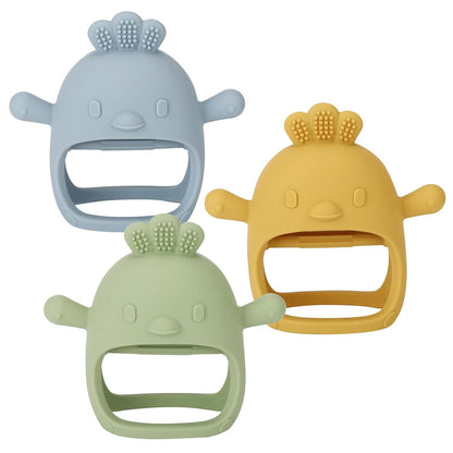 Socub 2 Pack Silicone Baby Teether Toys for Infants 3+ Months, BPA Free Anti-Drop Silicone Mitten Teething Toy for Soothing Sore Gums, Baby Chew Toys for Sucking Needs, Beige, Mango