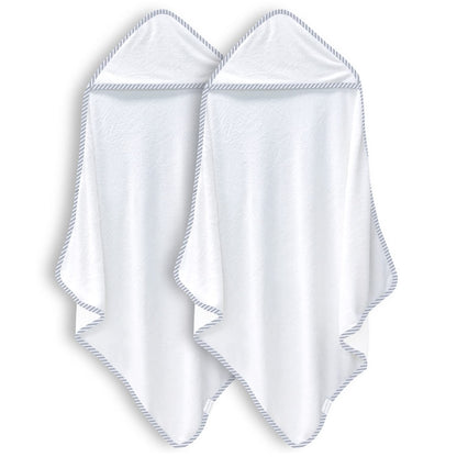 BAMBOO QUEEN 2 Pack Baby Bath Towel - Rayon Made from Bamboo, Ultra Soft Hooded Towels for Babies,Toddler,Infant - Newborn Essential -Perfect Baby Registry Gifts (White and Stripe, 30 x 30 Inch)