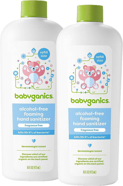 Babyganics Foaming Pump Hand Sanitizer, Alcohol Free, Fragrance Free, Kills 99.9% of Common Bacteria, Moisturizing, 8.45 Fl Oz (Pack of 3)