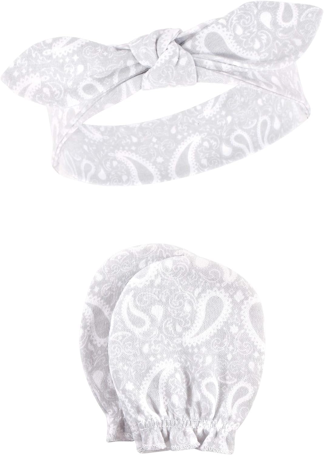 Hudson Baby Baby Girls' Cotton Headband and Scratch Mitten Set