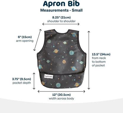 Tiny Twinkle Mess Proof Baby Bib - Waterproof Toddler and Baby Apron Bib - Machine Washable - PFAS and BPA Free